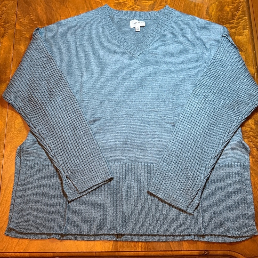Heyson Dusty Teal Sweater Nwt